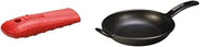 Lodge Bold 10 Inch Seasoned Cast Iron Skillet with Red Silicone Handle Holder