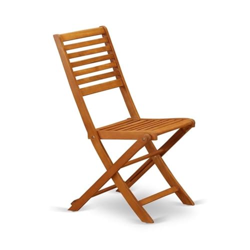 East West Furniture Natural Oil / BBSCWNA / Set of 2 Patio Dining Chairs