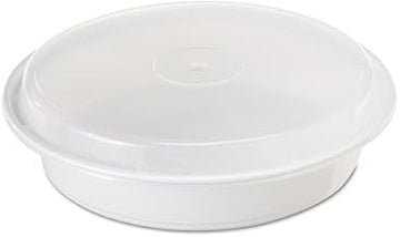 Pactiv NC948B - 48 oz. 9" x 1 3/4" Black Base Round Container with Clear Dome Lid, 150 per case