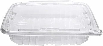 Eatery Essentials 35 oz Hinged Lid Tamper Evident Container, RPET, Clear | 134/Case
