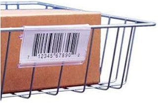 3"L x 1-1/4"H Label Holder, Wire Basket/Display, Clear, 25/Pk