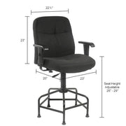 Interion Height Adjustable Big & Tall Stool with by Global Industrial – 25"L x 25"W x 25"H, Alloy Steel, Black, Model 506554