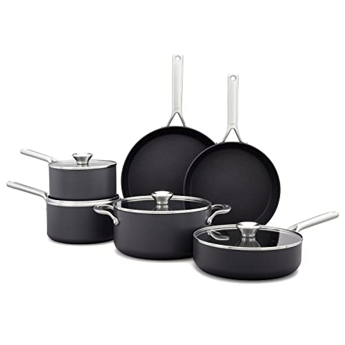 OXO Pots and Pans Set + PFAS-Free / 10-Piece Cookware Pots and Pans Set / Black Cookware Sets