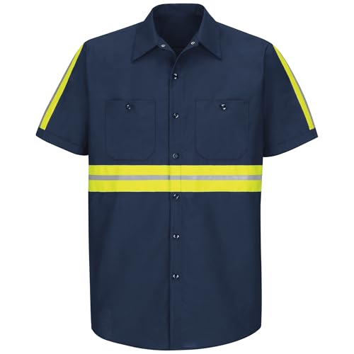 Red Kap Large / Navy With Yellow/Green Visibility Trim / standard Tops