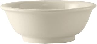 Tuxton China BEB-3205 Salad Bowl, 34 oz., 7-3/4" Diameter x 3" H, Round, Footed, Microwave and Dishwasher Safe, Oven Proof, Fully Vitrified, Ceramic, DuraTux, American White/Eggshell, Pack of 12