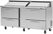 Turbo Air 4-Drawer Sandwich Salad Prep Table 23-CU.ft. PST-72-D4-N
