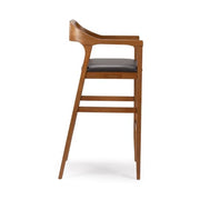Rasmus Wood Extra Tall Bar Stool - Chestnut Wire-Brush Finish | Extra Tall Wood Bar Stool with Integrated Pool Cue & Cup Holder - image 5