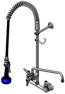 T&S Brass B-0133-14CRB8SK Easy Install Pre-Rinse Unit includes 8" Wall Mount, Ceramas, Club Handles, Swivel B-0108, B-0230-K