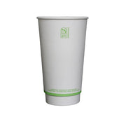 White Compostable Smooth Insulated Paper Hot Cup by KITCH24/7 – 20.0 fluid_ounces, Paper, White, Pack of 500, Model KC-SDC20W