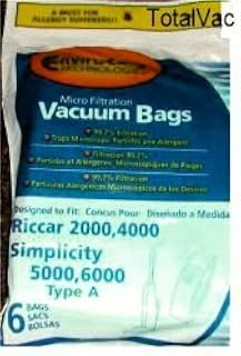 Riccar / Simplicity Type A Vacuum Cleaner Bags - 6 Bags