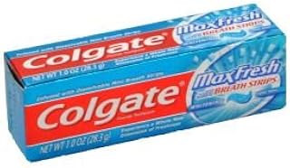 Colgate Max Fresh Toothpaste, Fluoride, with Mini Breath Strips, Whitening, Cool Mint, 1 oz.