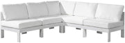 White Fabric Outdoor Patio Modular Sectional, Contemporary Design, Cushioned Seating, Easy Maintenance, Perfect for Outdoor Living Spaces