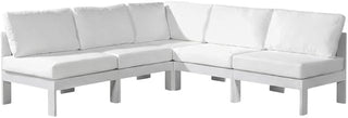 White Fabric Outdoor Patio Modular Sectional, Contemporary Design, Cushioned Seating, Easy Maintenance, Perfect for Outdoor Living Spaces