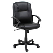 Executive Chair with Mid Back & Fixed Arms by Global Industrial – Leather, Black, Model 80318M-ANT