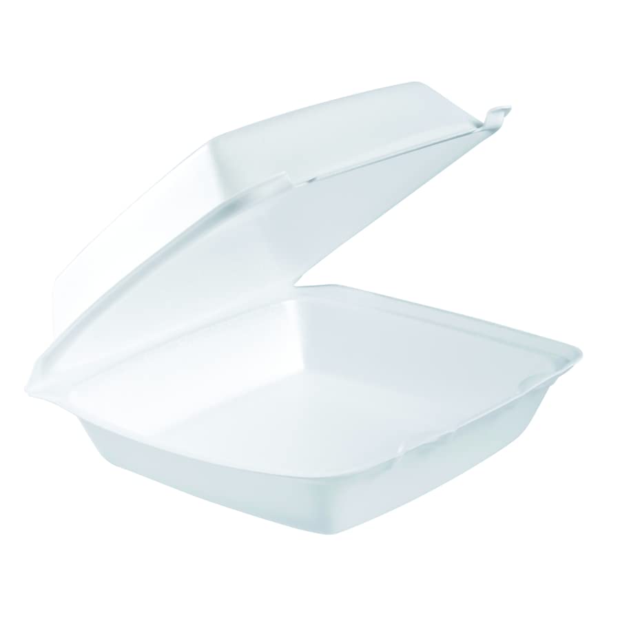 Dart 85HT1R 8.38 in. x 7.78 in. x 3.25 in. 1-Compartment Foam Hinged Lid Containers - White (200/Carton)