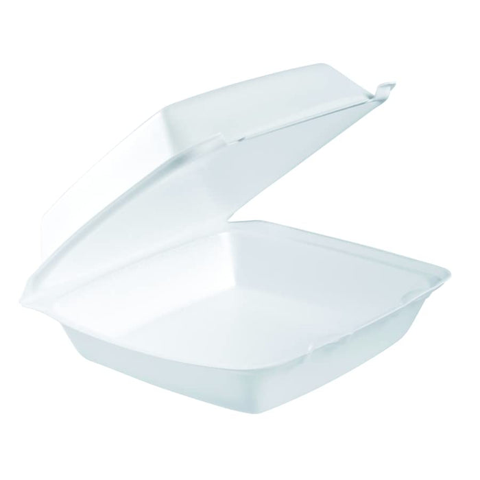 Dart 85HT1R 8.38 in. x 7.78 in. x 3.25 in. 1-Compartment Foam Hinged Lid Containers - White (200/Carton)
