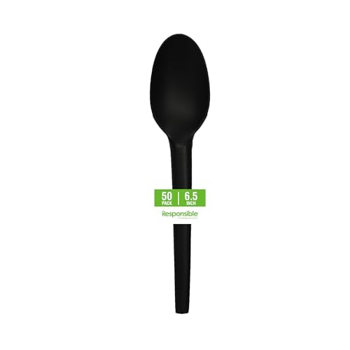 Responsible Products 6.5" Spoons Black (50 Count) / Black / 50 Spoons