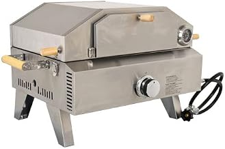 PIZZA OVEN WITH FOLDABLE LEGS, STAINLESS STEEL LIQUID PROPANE 12,000 BTU OMCAN