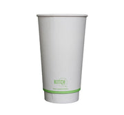 White Compostable Smooth Insulated Paper Hot Cup by KITCH24/7 – 20.0 fluid_ounces, Paper, White, Pack of 500, Model KC-SDC20W