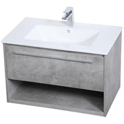 Elegant Decor 30" - Single / Brushed Nickel,gray,grey / Modern Bathroom Vanities