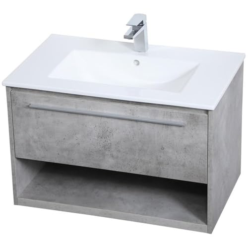 Elegant Decor 30" - Single / Brushed Nickel,gray,grey / Modern Bathroom Vanities