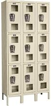 Global Clear View Locker Triple Tier 12x18x24-9 Doors Unassembled - Tan