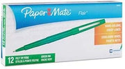 Paper Mate Point Guard Flair Needle Tip Stick Pen, Green Ink, 0.7Mm, Dozen
