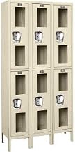 Global Clear View Locker Double Tier 12x18x36-6 Doors Unassembled - Tan