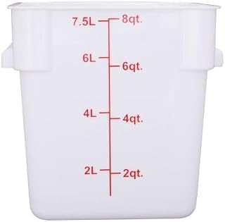 CAC Poly Square White Polypropylene Container FS3P-SQ8W 8 Quart