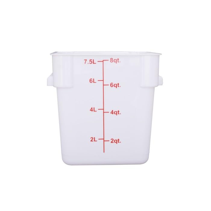 CAC Poly Square White Polypropylene Container FS3P-SQ8W 8 Quart by CAC China – Polycarbonate, Pack of 99