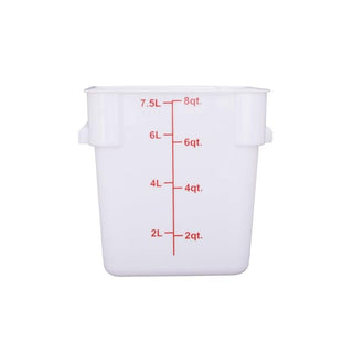 CAC Poly Square White Polypropylene Container FS3P-SQ8W 8 Quart by CAC China – Polycarbonate, Pack of 99