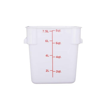 CAC Poly Square White Polypropylene Container FS3P-SQ8W 8 Quart by CAC China – Polycarbonate, Pack of 99