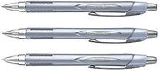 Uni-Ball Jetstream Fine Point Retractable Roller Ball Pens, -0.7mm-rubber Body Model-silver-black Ink-value Set of 3(with Our Shop Original Description of Goods)