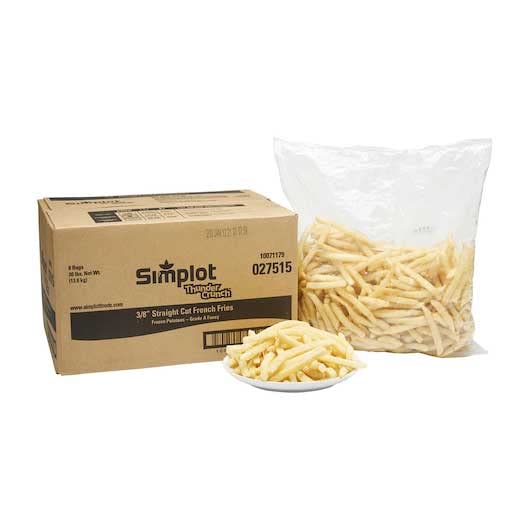 Thunder Crunch 3/8 Straight Cut Potato Fries by Simplot – 5 pounds, Pack of 6
