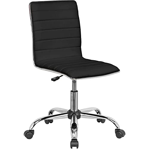 Interion Antimicrobial Armless Synthetic Leather Chair by Global Industrial – Faux Leather, Black, Model HX-8160M-ANT