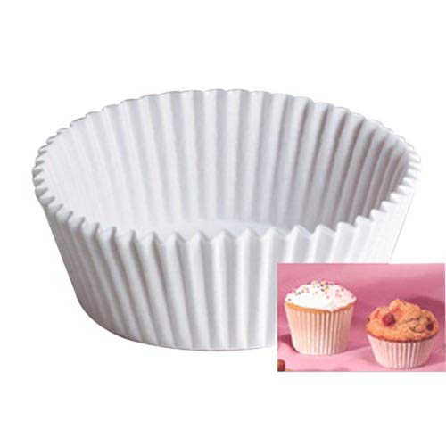 53-34000 3 1/2 inch Fluted-Bakery Fluted Bake Cup - Bottom Width 1-5/8 inch x Wall Height 15/16 inch by Hoffmaster – Paper, White, Model 610010