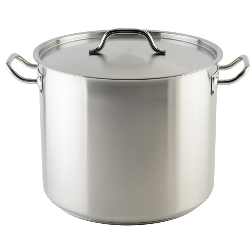 Winco 33.8 Quarts / Pot With Cover / Silver Stockpots