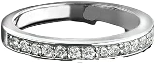 1ct Round Cut Moissanite Wedding Band Channel Set Half Eternity White Gold Plated