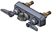 T&S Brass B-1115-LNM Faucet Workboard, Less Nozzle, Splash Mounted, Bronze Body, Removable Seats,