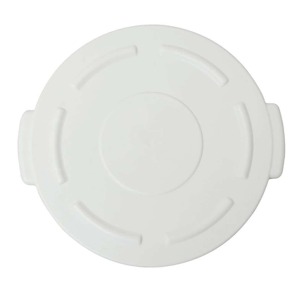 White Plastic Flat Lid for 10 gal Trash Receptacles - 15 3/5"Dia x 1"H by HUBERT – Plastic, White, Model GL100201