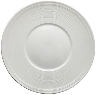 Winco WDP022-107, 9'' Dia Porcelain Plate w/Wide Rim, Ceramic Dish, 24/CS