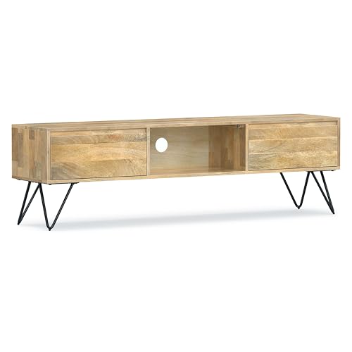 SIMPLIHOME Refined Natural / 68 inch / Rectangle Television Stands & Entertainment Centers