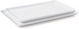 G.E.T. 12.5" x 7" White Rectangular Heavy-Duty Melamine Plastic Serving Coupe Platter (Set of 4)