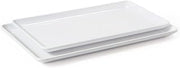 G.E.T. 12.5" x 7" White Rectangular Heavy-Duty Melamine Plastic Serving Coupe Platter (Set of 4)