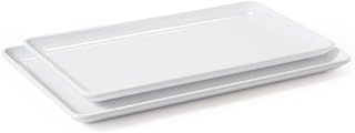 G.E.T. 12.5" x 7" White Rectangular Heavy-Duty Melamine Plastic Serving Coupe Platter (Set of 4)