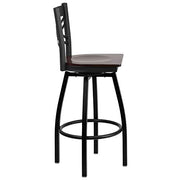 Flash Furniture Walnut Wood Seat/Black Metal Frame / 2 Pack / 1 Barstools
