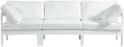 White Fabric Modular Patio Sofa, Contemporary Style, 90-Inch Wide, Weather-Resistant Upholstery, Comfortable Seat Depth, Outdoor Living