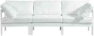White Fabric Modular Patio Sofa, Contemporary Style, 90-Inch Wide, Weather-Resistant Upholstery, Comfortable Seat Depth, Outdoor Living