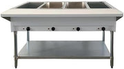Commercial Well Electric Steam Table with Cutting Board and Adjustable Undershelf 58"" Omcan 46647, Stainless Steel