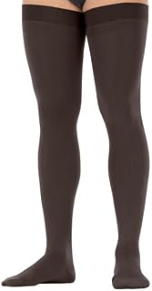 JOBST forMen Dotted Thigh High 30-40 mmHg Compression Socks. Closed Toe, Brown, X-Large